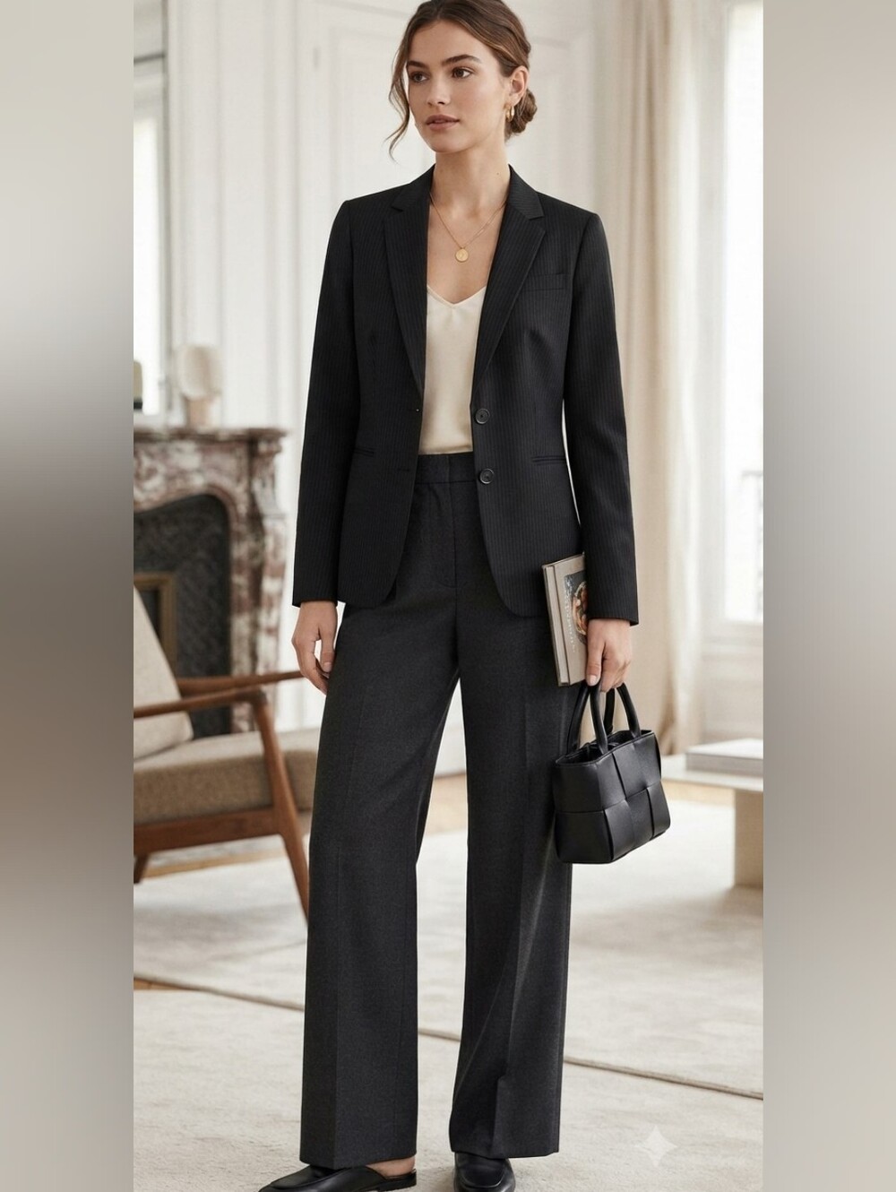 Ann Taylor women's two-button blazer in black. Size 10 TALL